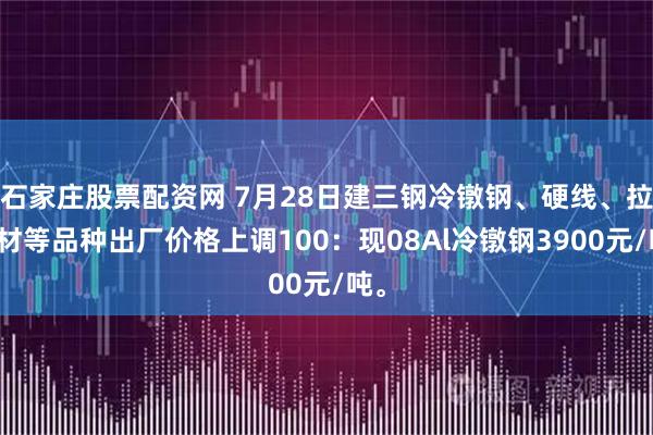 石家庄股票配资网 7月28日建三钢冷镦钢、硬线、拉丝材等品种出厂价格上调100：现08Al冷镦钢3900元/吨。