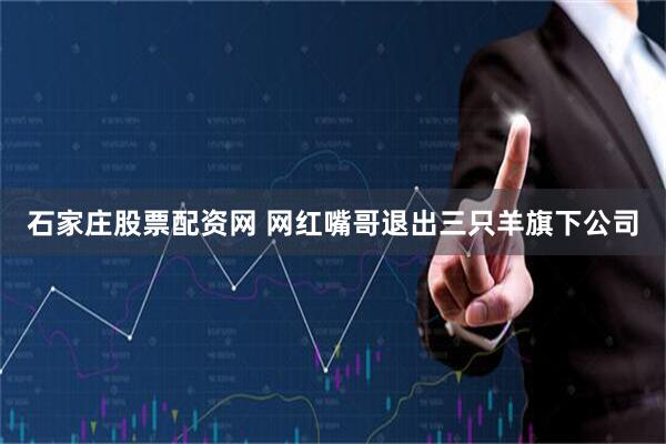 石家庄股票配资网 网红嘴哥退出三只羊旗下公司
